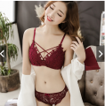 New sexy lace beautiful back without steel ring underwear for women with small chest gathered French triangle cup thin and comfortable bra panty.