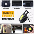 Multifunction Keychain LED Light with Bottle Opener, Magnetic Base & Folding Bracket Mini Cob 500 lumens Rechargeable Multifunctional Keychain Emergency Light Keychain Emergency Light Sticks (Square, Metal). 