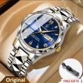 Podedagar 615  Men's Luxury Brand Watch, Waterproof, Luminous, Week Date, Stainless Steel, Quartz. 