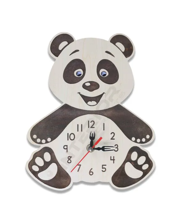Adorable Panda MDF + Plywood Wall Clock | Modern Kids Room Wall Clock ...