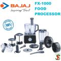 Bajaj FX-1000 DLX 1000 Watts Food Processor and Mixer Grinder with 9 attachments (Black) India. 