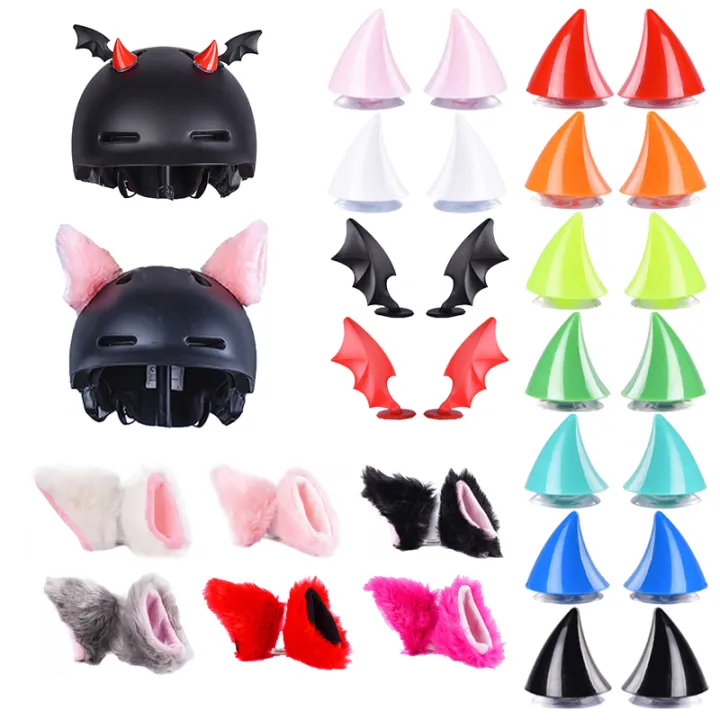 10Pcs Colorful Motorcycle Helmet Devil Horns Cat Ears Decor Universal Motorbike Bicycle Car Styling Decoration Helmet Stickers