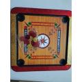 Plastic Carrom Board (Both side play : One side Carrom board & Other side Ludu ).Board game - Multi color - (20X20) Inch. 
