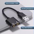 USB Sound Card Adapter with 3.5mm Headphone and Microphone Jack Braided Cable External USB Audio Adapter for Windows Mac Laptop.