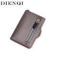 【Wweirdoo】Carbon Rfid Card Holder Women Men Smart s Slim Leather Trifold Purse Money Bag Small Male Mini Walet Ladies wallet.