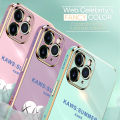 Hontinga for Infinix Note 8I Back Cover Luxury 6D Plating Pink Doll Side Pattern Case Soft Silicone Square Phone Cases.