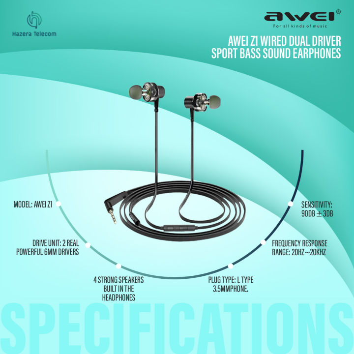 AWEI%20Z1%20Wired%20Earphone%20Dual%20Driver%20Headset%20Sport%20Bass%20Sound%20Earphones%20With%20Mic%20%20MP3%203.5mm%20Jack%20-%20Image%203