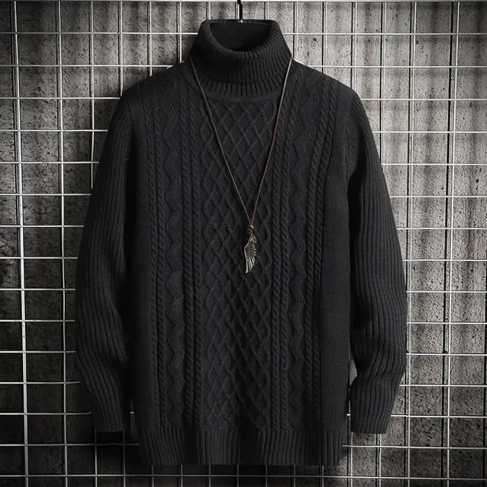 New Winter High Neck Thick Warm Sweater Men Turtleneck Sweaters