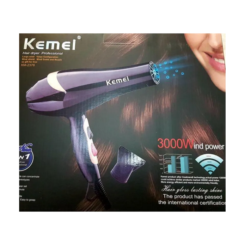 Kemei Km-2376 /2378 Professional Hair Dryer 1000W- Black Daraz