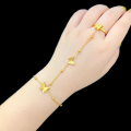 【Daily Necessities For Anyone Store】316L Stainless Steel New Fashion Upscale Jewelry Beaded Butterfly Charm Bracelets Back Chain Ring All In Women. 