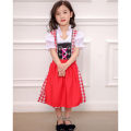 DSstyles Kids Girls Oktoberfest Costume Traditional Bavarian German Dirndl Dress Little Girl Stage Performance Costume.
