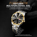 DGSenpi Classic Business Men Quartz Watch Diamond Dail Dual Calendar Watch Luminous Pointer Watch Steel Band Men Wrist Watch Waterproof.