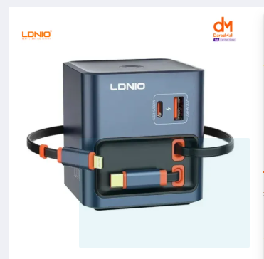 LDNIO%20Q16%20100W%20GaN%20Desktop%20Charger%204-Port%20with%20USB-C%20Retractable%20Cable%20-%20Image%203