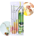 Reusable Stainless Steel 4 pieces Bent Straw with cleaning Brush.