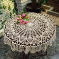 Round Cotton Hand Crochet Hollow Out Tablecloth Wedding Dining Table Cloth Cover.