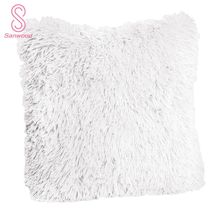 Cushion Cover Fluffy Widely Applied Square Shaped Decorative Plush Sofa Pillowcases for Couch