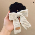 New Scrunchie Women Warm Hair Scrunchies Winter Knit Hair Ties Bow Hair Bands Plush Elastic Band Hair Accessories. 
