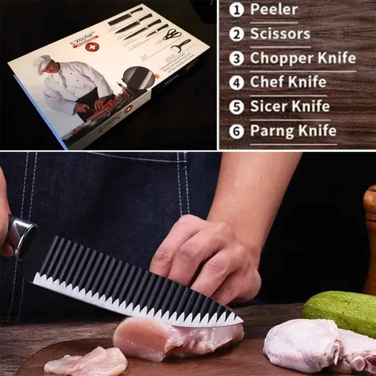 Zepter international Kitchen Knife Set (6pcs) 4x knives 1x scissor 1x ceramic peeler