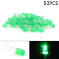50Pcs- 5Mm Colorful Green Led 5Mm Round Led Light Emitting Diode Basic Green Light Bulbs For Electronics Project Indicator Front Panels Led Light Diy - Rgb Light.