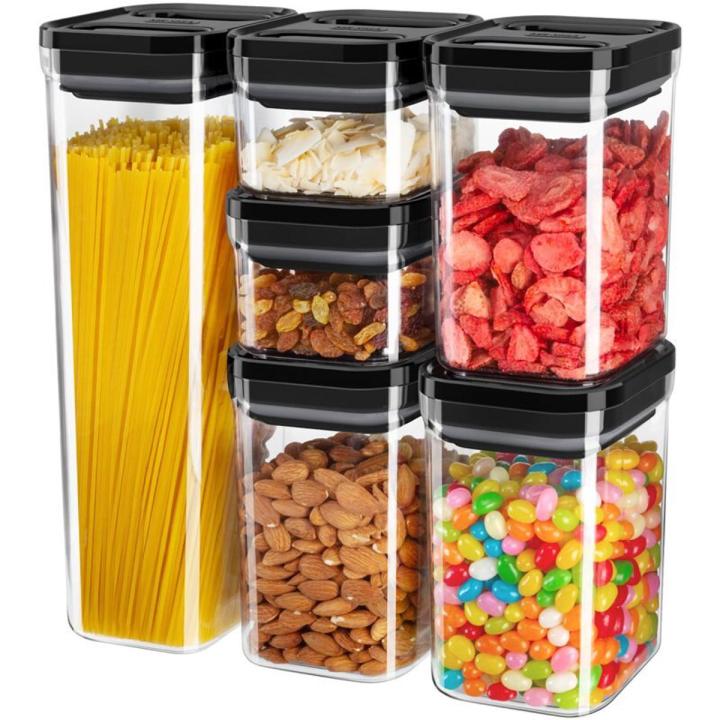 6 Piece Airtight Food Storage Container Set, BPA Free Kitchen Pantry Organization Canisters, One-Handed Kitchen Storage Containe
