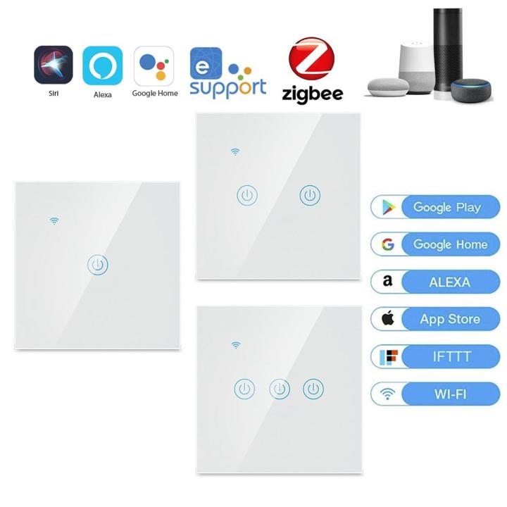Nax 1/2/3/4 Gang Eu Standard Ewelink Zigbee Smart Touch Switch Ac100-250V Home Wall Button For Alexa And Google Home Assistant Eu Standard