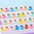 10/20/50PCS Mini Fluorescent Sunglasses Duck Ornament Miniature Figures Tiny Duck Resin Micro Landscape DIY Dollhouse Decoration.
