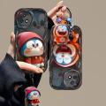 Case Cover For OPPO A17 A16 A15 A3S A5S A12 A12E A54 A31 A9 A5 2020 A55 A53 A32 A33 A57 5G A74 A95 F19 A76 A96 A52 A72 A92 cover Keychain Wavy Texture Cartoon Cute 3D Doraemon Bracelet Soft Silicone TPU INS Back Cover Fashion Full Protection.