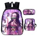 Beautiful Kamado Nezuko Backpack Boys Girls Demon Slayer School Bag 3 Pcs Set Book Bags Pencil Bag Back To School Gifts Mochila. 