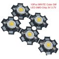 10Pcs- 20mm Black PCB Plate White 3 Watt 3.7V Ultra Bright WHITE Color 3W LED SMD Chip 3V 3.7V Metal Plate Heat Sink Aluminum Base 20mm PCB DIY LED Light Bulbs.