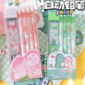 Kawaii Cartoon Mechanical Pencils Set Cute Automatic Pencils with Refills Korean Stationery Press Pens School Office Supplies. 