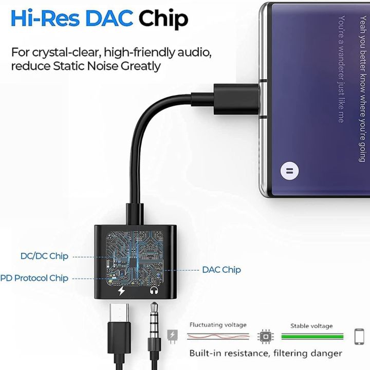 USB%20C%20To%203.5Mm%20Headphone%20and%20Charger%20Adapter,(Black)%20-%20Image%203