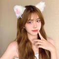 Fashion Fox Cat Ear Hair Band Popular Plush Cat Ear Headband Black White Soft Hairband with Bells Party Cosplay Hair Accessories.