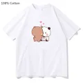Panda Bear Bubu and Dudu They're Kissing T-shirts Women Cartoon T Shirts 100% Cotton High Quality Summer High Street Casual Tees. 