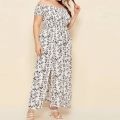 Plus Size Maxi Dress Elastic Chest Wrapped Fine Sewing Long Dress Bohemia Style Off Shoulder Long Dress.