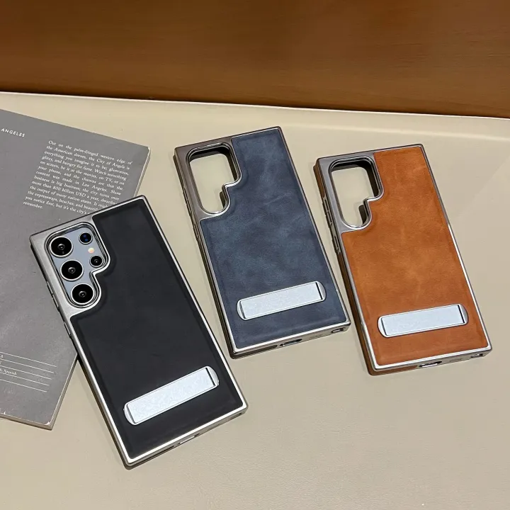HODON%20Luxury%20Leather%20Electroplating%20Kickstand%20Case%20for%20Samsung%20Galaxy%20S25%20S24%20S23%20S22%20S21%20Ultra%20S23%20FE%20S24%20Plus%20Cases%20Fold%20Bracket%20Holder%20Hard%20Protection%20Cover%20-%20Image%2010
