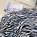 Zebra Striped Throw Blanket Fashion Jacquard Print Rabbit Fuzzy Sofa Cover Shawl Bedspread Super Soft Warm Plush Blankets.