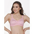 Kalyani pack of 3 non-padded Self printed cotton bra (34 Size) Pink, Beige, Sky.