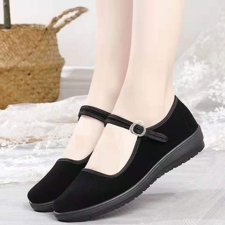 Old%20Beijing%20Cloth%20Shoes%20Women's%20Square%20Mouth%20Shoes%20Soft%20Bottom%20Non-Slip%20Wear-Resistant%20Hotel%20Front%20Desk%20Work%20Shoes%20Mother%20Shoes%20Black%20Flat%20Velvet%20Generation%20-%20Image%203