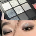 Ggmm Suke 9 Colors Eyeshadow Palette metallic white gray black eyeshadow palette with mirror.
