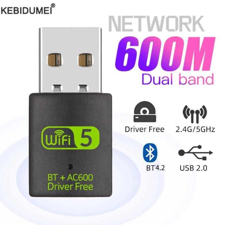 600Mbps USB WiFi Bluetooth Adapter 2 in 1 Dongle Dual Band 2.4G 5GHz USB WiFi 5 Network Wireless Bluetooth Adapter WiFi Receiver