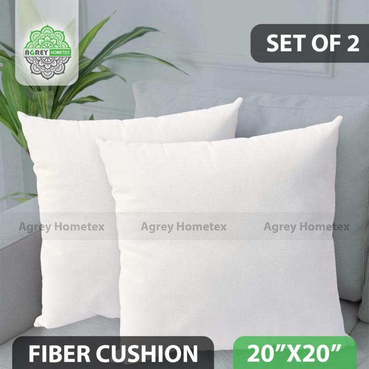 Standard Fiber Cushion, Tissue Fabric, White, (20"x20"), Set of 2
