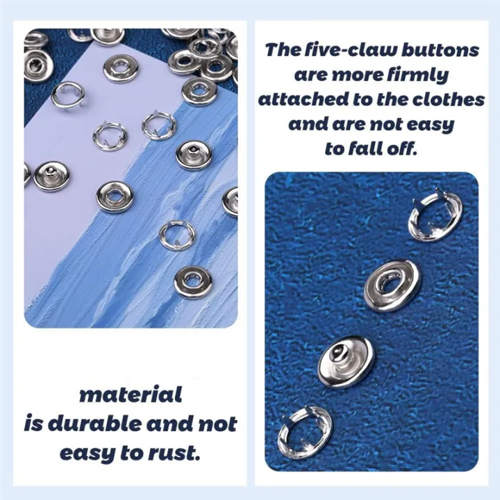 150%20Sets%20Snap%20Button%209.5Mm%20Open%20Snap%20Button%20Snap%20Fasteners%20Kit%20Snaps%20Buttons%20Silver%20for%20Sewing%20and%20Crafting,%20-%20Image%207