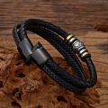 braided Wristband Leather Bracelets Weave magnetic clasps hand chain For Men Gift Accessories. 