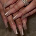 24pcs Purple Nails Long Coffin Sweet Cool Ins Style Nail Art Black Star Design Press On Nail Tips Full Cover Finished Nails Honoria. 