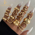 Enacolor Rings for Girls All Season Polished Alloy Irregular Geometric Open Ring Set – 15Pcs Fashion Jewellery. 