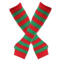 Striped Winter Long Gloves Knit Sleeves Warm Half-Finger Fingerless Arm Cover Brace Men Women Work Solid Wool Soft Gloves. 