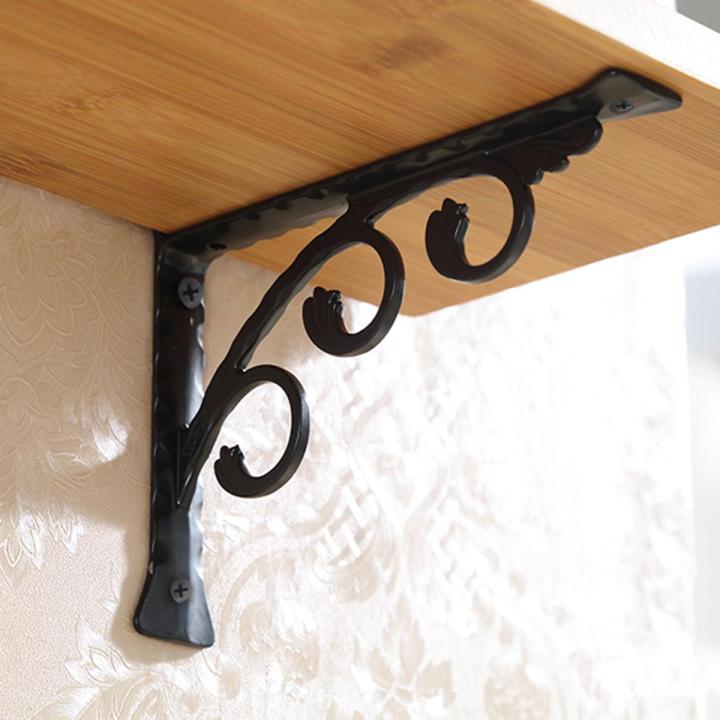 2pcs Black Aluminum Shelf Bracket L Shape European Style Wall Mounted Hanging Angle Bracket Heavy Duty Supporter for Commodity
