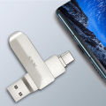 SSK 2 IN 1 Type-C USB 3.0 Flash Drive Rotation Zinc Alloy USB Disk 32G 64G 128G 256G Portable Thumb Drive for Computer Phone FD050.