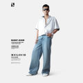 Vintage Light Blue Baggy Jeans for Men – Premium Cotton Denim | Trendy Loose Fit. 