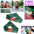 2 PCS Bangladesh National Flag Headbands China Fabrics Potaka Perfect Any Occasion Display Patriotism Celebrate Victory or Independence Day Stationery Craft item Green And Red Color for All Post-it Notes Awesome Gift Item Grade. 